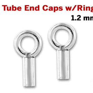 Sterling Silver Tube End Caps W/ Ring,1.2 mm ID (SS/503/1.2)