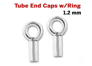 Sterling Silver Tube End Caps W/ Ring,1.2 mm ID (SS/503/1.2)
