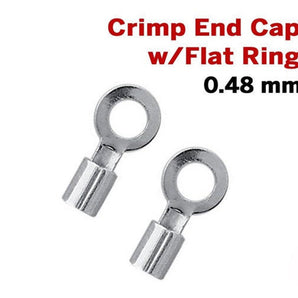 Sterling Silver Crimp End Cap With Flat Ring,0.48 mm ID  (SS/503/.48)