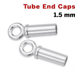 Sterling Silver Tube End Caps,1.5 mm ID  (SS/503/1.5)