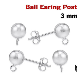 Sterling Silver Ball Earring Post, (SS/745)