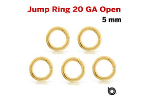 14K Gold Filled Open Jump Rings, 20ga,10 Pcs, 5 mm, Wholesale Price, (GF/JR20/5)
