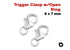 Sterling Silver Trigger Clasp W/Open Ring, 4x7 mm, 5 Pieces (SS/853)