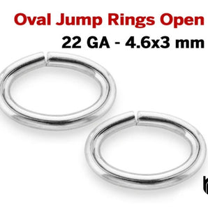 Sterling Silver 22 GA Oval Open Jump Ring, 50 Pieces (SS/JR22/OV)