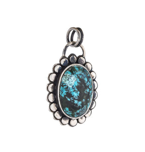 Sterling Silver Artisan Handcrafted Turquoise Pendant, (SP-5610)
