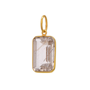 Sterling Silver Handcrafted Golden Rutile Gemstone Pendant, (SP-5621)