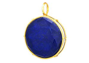 Sterling Silver Handcrafted Lapis Rosecut Pendant, (SP-5631)
