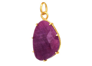 Sterling Silver Handcrafted Natural Ruby Rosecut Pendant, (SP-5638)