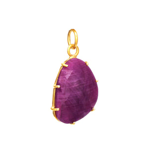 Sterling Silver Handcrafted Natural Ruby Rosecut Pendant, (SP-5638)