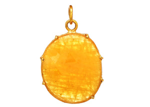 Sterling Silver Handcrafted Yellow Sapphire Rosecut Pendant, (SP-5645)