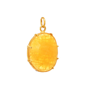Sterling Silver Handcrafted Yellow Sapphire Rosecut Pendant, (SP-5645)