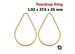 2 Pcs 14k Gold Filled Wire Teardrop Charm, Teardrop Jump Ring 1.02x37.5x25mm CL, (GF/779)