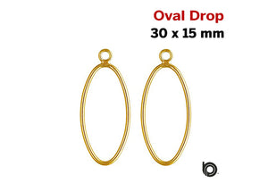 2 Pcs, 14k Gold Filled Oval Drop, 15 x 30 mm, (GF-764-30)