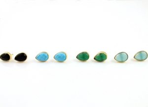 Turquoise Ear Studs w/Ear nuts, (ST/TURQ/02) - Beadspoint