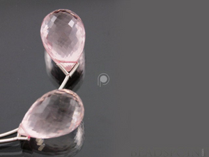 Rose Quartz Large Faceted Tear Drops, (RQ17x15PR) - Beadspoint