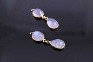 Rainbow Moonstone Smooth Dangle Bezel, (RNB-810) - Beadspoint