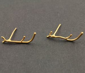 24K Gold Vermeil Bird Branch Stud Earrings -- VM-EAS-008 - Beadspoint