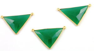 Green Onyx Arrow Head/Triangle Bezel, (BZC9016/GNX) - Beadspoint