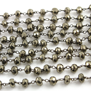 Pyrite Round Rosary Chain, (RS-PYR-60) - Beadspoint