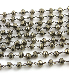Pyrite Round Rosary Chain, (RS-PYR-60) - Beadspoint