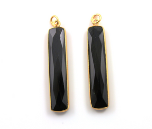 Black Onyx Faceted Long Drop Bezel, (BZC9022/BNX) - Beadspoint
