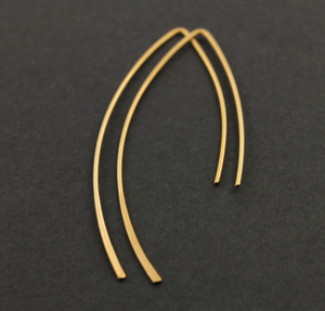 Gold Vermeil Long V shape Ear Wire ,VM/725/B) - Beadspoint
