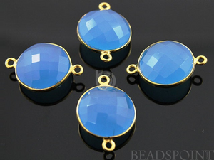Apatite Blue Faceted Coin Connector, (BZC7260) - Beadspoint