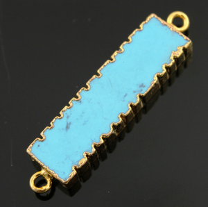 Turquoise Jagged Rectangle Connector,(BZC-9089-TRQ) - Beadspoint