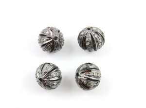 Pave Diamond Finding Oxidized Round Beads, (DF/BD227) - Beadspoint