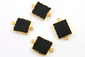 Black Onyx Electroplated Square Connector,(9053/CNT/BLACK) - Beadspoint