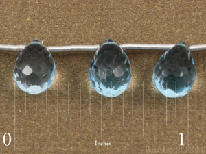 Blue Topaz Faceted Tear Drop,4 Pieces,(4BTSmtear) - Beadspoint