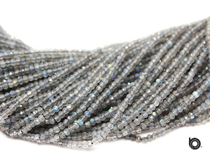 Labradorite Micro Faceted Rondelle Beads, (LAB-2.5-FRNDL) - Beadspoint
