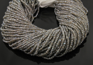 Grey Labradorite Faceted Rondelle Beads, (LAB/3mm/RND) - Beadspoint