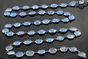 Blue Chalcedony Faceted Oval Chain, (BC-BCL-05) - Beadspoint