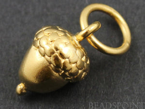 24K Gold Vermeil Over Sterling Silver Acorn Charm -- VM/CH4/CR28 - Beadspoint