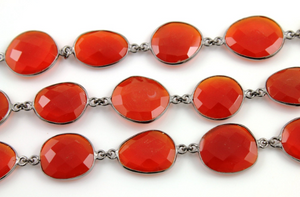 Carnelian Faceted Oval Chain, (BC-CAR-54) - Beadspoint