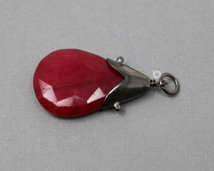 Handcrafted Ruby Gem Drop in Sterling Silver (GBD-019) - Beadspoint