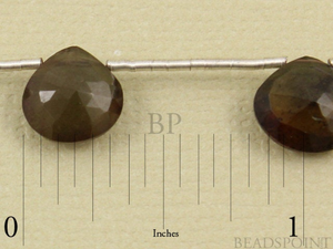 Andusolite Rose Brown Faceted Heart Drops, (And7-8Hrt). - Beadspoint