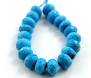 Turquoise (American) Faceted Roundels, (TURQ/frndl/12) - Beadspoint
