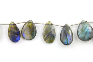 Blue Flashes Labradorite Faceted Pear Briolettes Beads, (LAB21x14PR) - Beadspoint