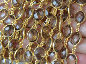 Smokey Topaz Faceted Oval Chain, (GMC-STZ-13x11) - Beadspoint