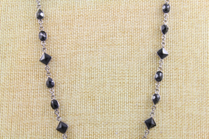Black Onyx Small Cut Stones Chain, (BC-BNX-104) - Beadspoint