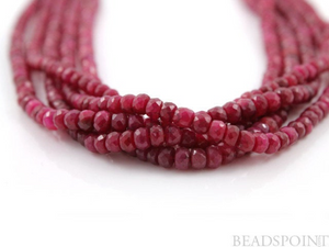 Ruby Faceted Rondelles , 25 Pieces, (RBY4FRNDL) - Beadspoint