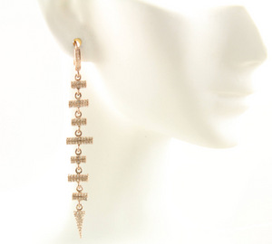 Pave Diamond Chevron Dangle Earrings, (DER-133) - Beadspoint