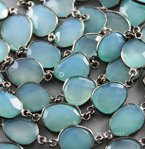 Aqua Blue Chalcedony Faceted Rosary Chain,(BC-ACH-03) - Beadspoint