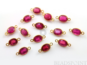 Natural Ruby Faceted Oval Connector, (RBY004) - Beadspoint