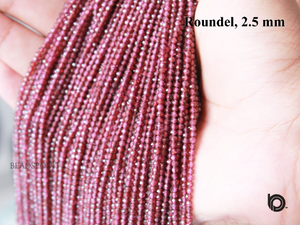 Rhodolite Garnet Micro Faceted Rondelles, (RHODO-2.5RNDL) - Beadspoint