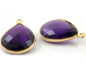 Natural Amethyst Faceted Pear Bezel, (BZC7425) - Beadspoint