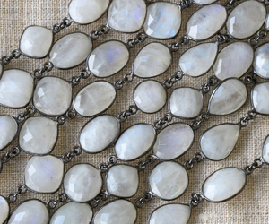 Rainbow Moonstone Faceted Bezel Chain, (BC-RNB-148) - Beadspoint