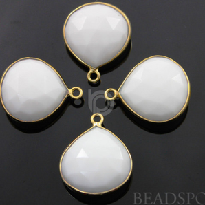 White Onyx Faceted Heart Shape Bezel, (BZC7046) - Beadspoint